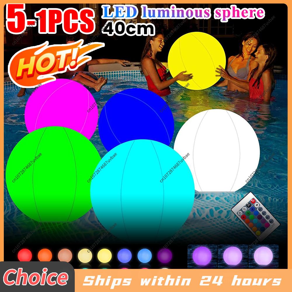 Outdoor Lighting Around Pool - Ballon LED Gonflable pour Piscine, Télécommande,