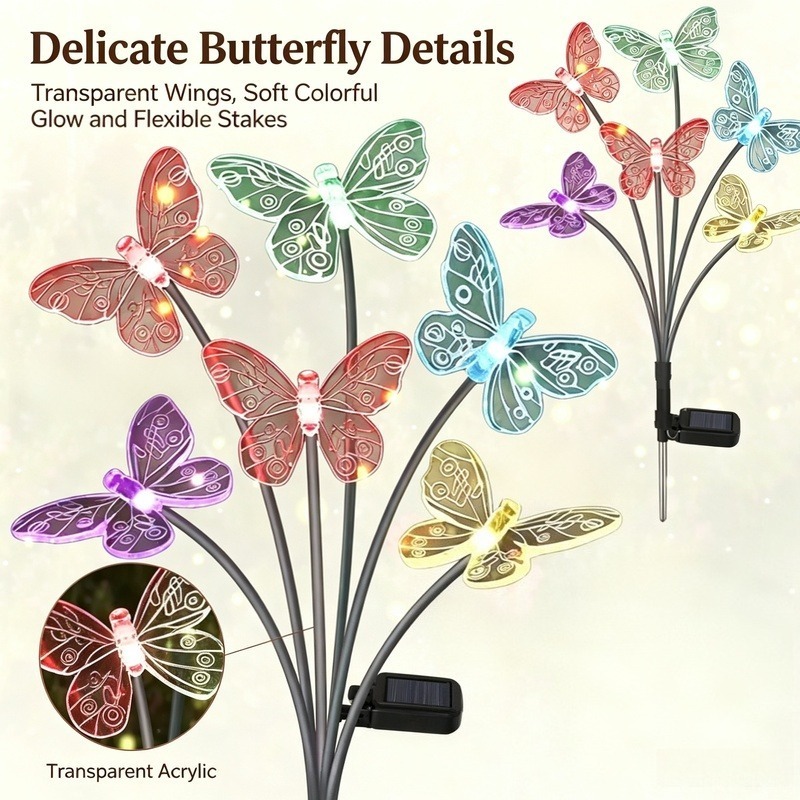 Outdoor Lighting Waterproof - Lampes solaires en forme de papillon,