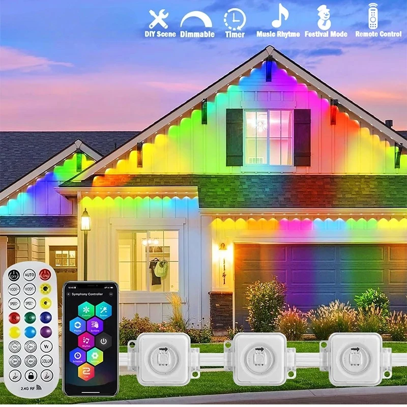 Outdoor Lighting For Front Of House - 300FT avant-toit permanents LED intelligent RGB
