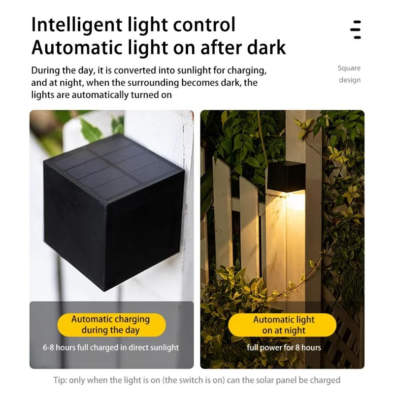 Outdoor Yard Lighting Fixtures - Lampe murale solaire LED extérieure carrée